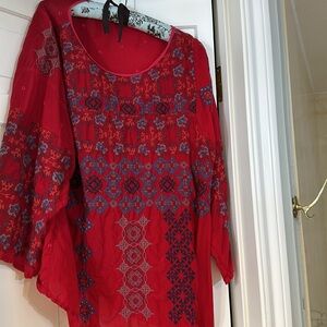 Johnny Was long sleeved red blouse